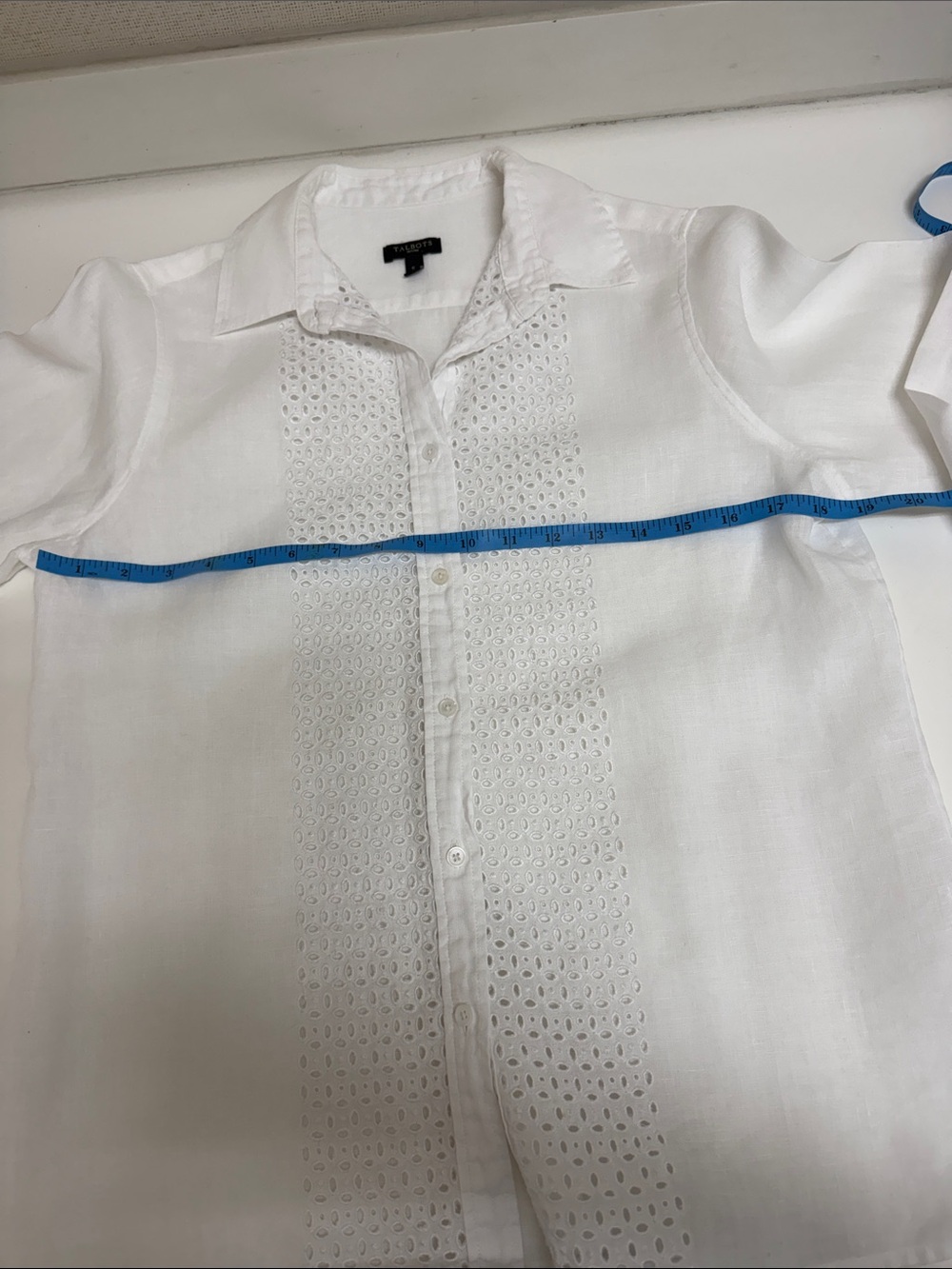 Talbots Linen White Eyelet Button-Up - Picture 7 of 7
